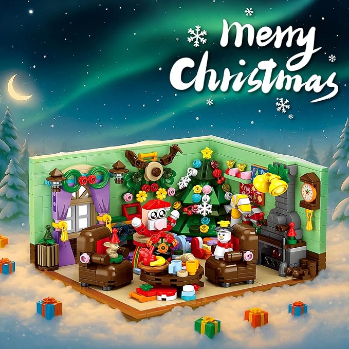 Advent Calendar Building Blocks, 24 Day Christmas Countdown Kit with 669PCS Bricks Set,Santa Sleigh Christmas Tree Xmas Friends Room Holiday Decorations Gifts for Kids Boys Girls