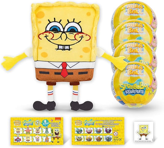 Spongebob Collectible Blind Box for Kids Aged 3+ - Plush Blind Box Mystery Toy with Mini Figures/Squishy Toy - Ideal Stocking Stuffers, Goodie Bag Stuffers, Toy Gift Ideas (4-Pack)