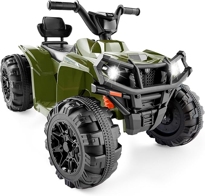 Best Choice Products 12V Kids Ride-On Electric ATV, 4-Wheeler Quad Car Toy w/Bluetooth Audio, 2.4mph Max Speed, Treaded Tires, LED Headlights, Radio - Army Green