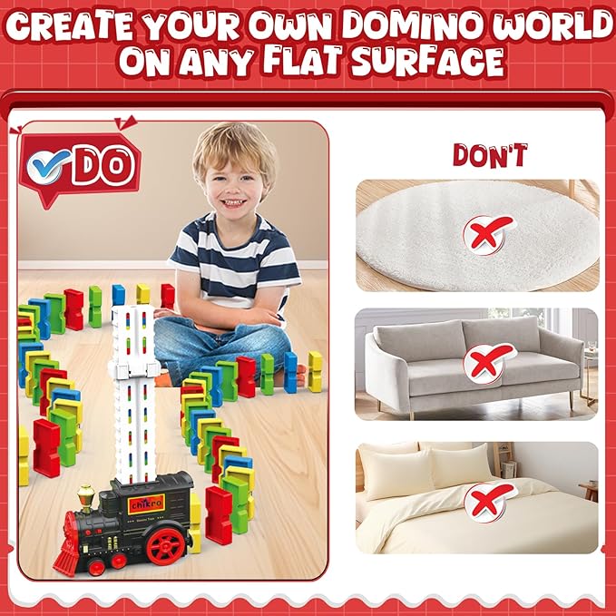 Domino Train Toys Games for Kids - Automated Dominoes-Placing Model Train with 120PCS Blocks Learning Patience & Logic Through Play for Toddlers Age 3-4 Montessori Toys for 3-4 Year Old boy