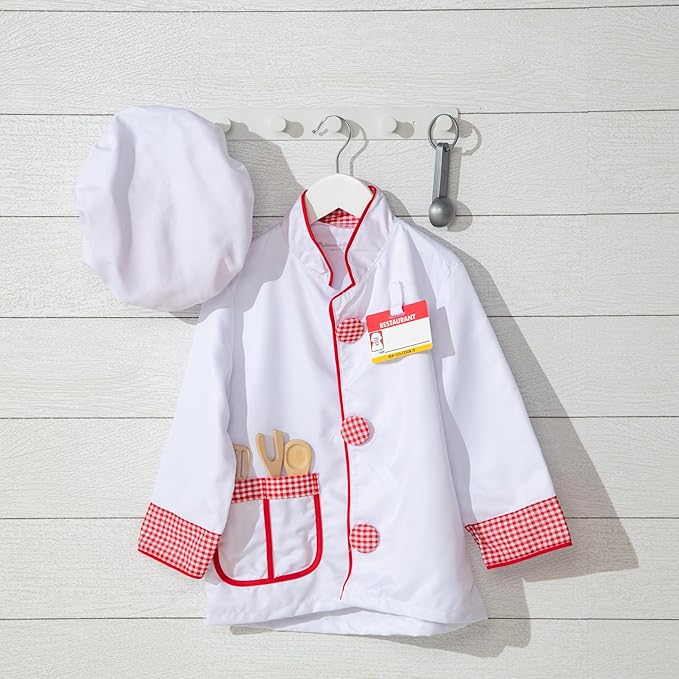 Melissa & Doug Chef Role Play Costume Dress -Up Set With Realistic Accessories Pretend Chef Outfit, Costume For Kids, Toddlers, Ages 3+