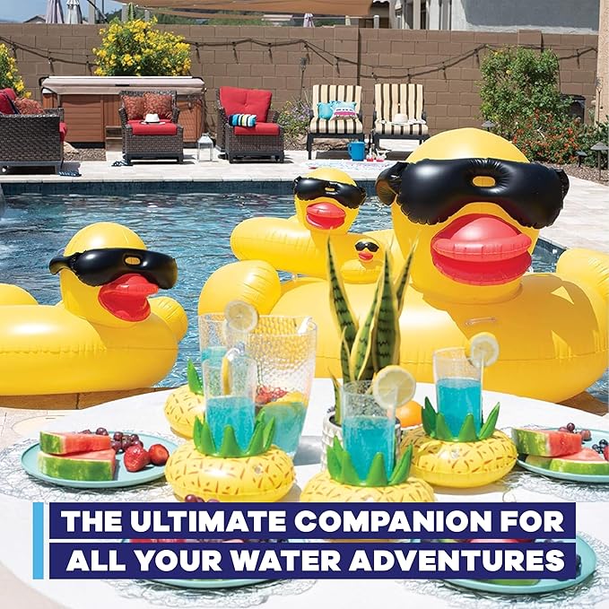 GAME 51817-BB Derby Duck Childs Ring 3 Pack - Small Inflatable Float, Summer Pool & Beach Swim Floaties for Kids Ages 3+ Up to 70 lbs., Water Fun Accessories, 2’ Long x 2.5’ Wide with 10” Center