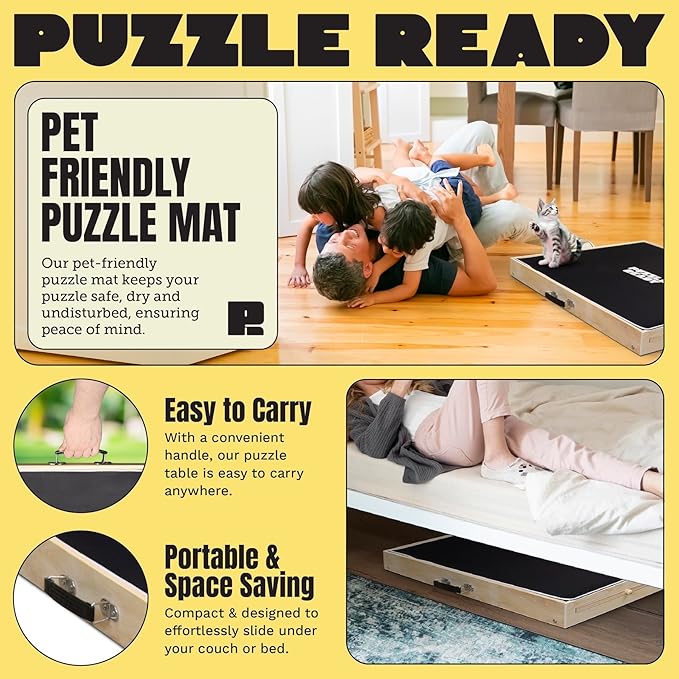 Puzzle Ready Tilting Puzzle Board with Drawers, Cover Mat & Felt Surface – 1000-Piece Wooden Jigsaw Table, 24"x 30", Portable - 3 Adjustable Puzzle Table Angles
