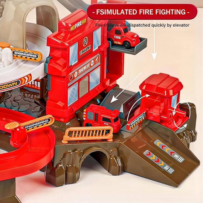 Construction Vehicle Toys Race Car Track for Kids Age 3-8 Train Set Best Birthday Gift with 4 Mini Engineering Cars