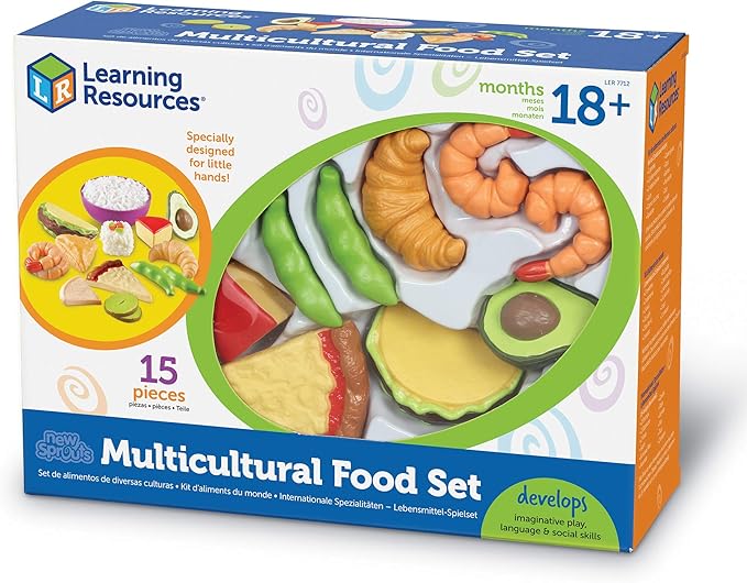 Learning Resources New Sprouts Multicultural Play Food Set - 15 Pieces, Ages 18+ Months Pretend Play Food for Toddlers, Preschool Learning Toys, Kitchen Play Toys for Kids