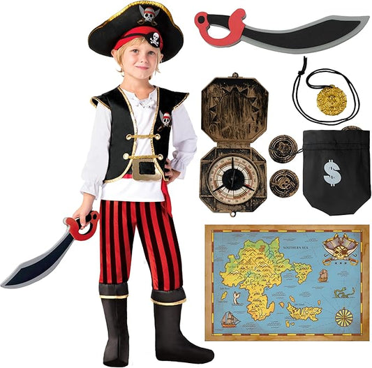 Spooktacular Creations Pirate Costume for Kids, Boys Pirate Outfit Set for Toddler Halloween Pretend Roleplay Themed Party