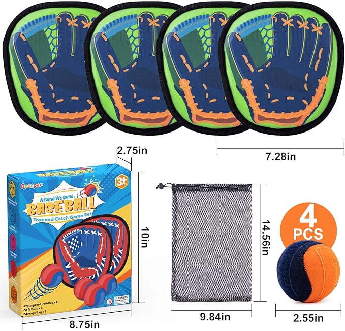 Toss and Catch Ball Game Pool Beach Toys for Kids Outdoor Games Yard Outside Toys for 3 4 5 6 7 8 Year Old Boys Girls Birthday Gift Toddler Baseball Training Glove