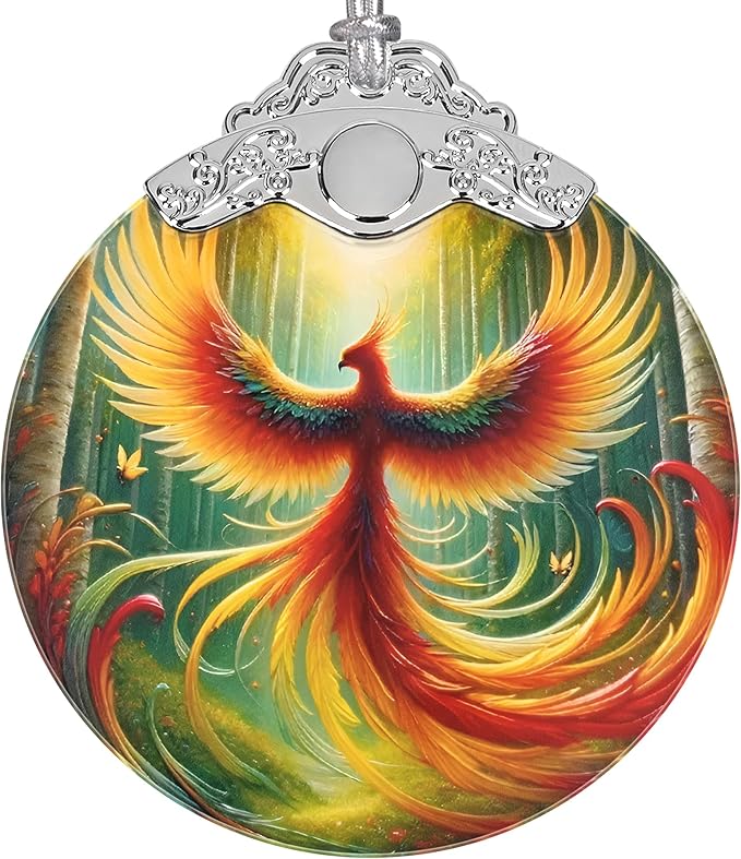 Phoenix Ornament, Christmas Ornaments, Christmas Decorations for Tree, Stained Glass Ornament, Heirloom Keepsake, Gift Exchange, Gift Ideas, Bauble Present - Phoenix in Full Wings