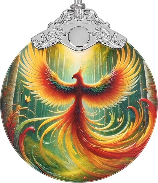Phoenix Ornament, Christmas Ornaments, Christmas Decorations for Tree, Stained Glass Ornament, Heirloom Keepsake, Gift Exchange, Gift Ideas, Bauble Present - Phoenix in Full Wings