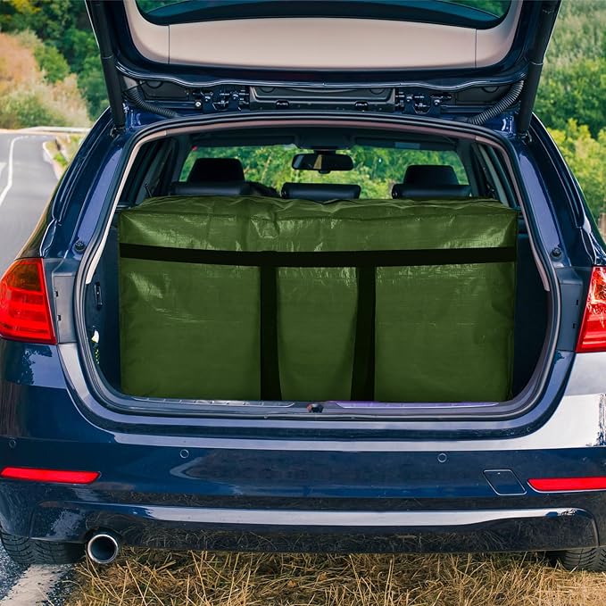 Windyun 4 Pack 57 Gallon Extra Large Storage Bag XXL Moving Bag with Zipper Handle Heavy Duty Jumbo Big Tote Box for Halloween Skeleton 4-12 Feet Christmas Tree Storage College Dorm Cloth (Army Green)