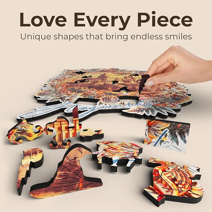 CRAFTHUB Harry Potter Puzzle – A3 Hogwarts Castle – Wooden Jigsaw Puzzles for Adults – 155 Unique Shaped Pieces – Officially Licensed Merchandise – 10.8" x 11.9"