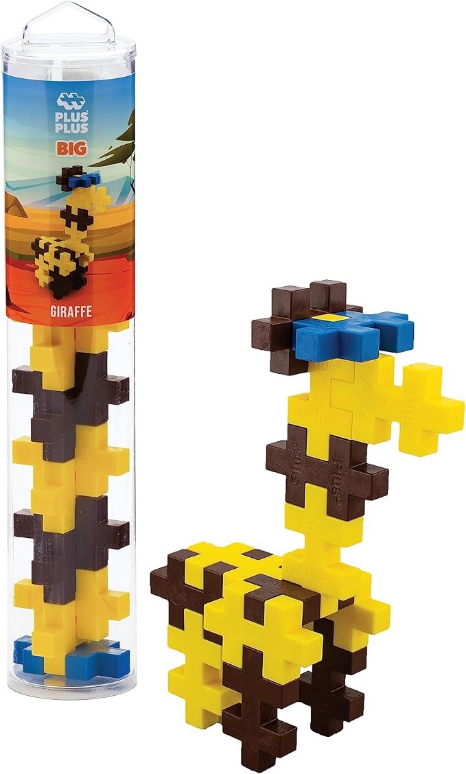 PLUS PLUS Big - Instructed Tube - 15 Piece Giraffe - Construction Building Stem/Steam Toy, Interlocking Large Puzzle Blocks for Toddlers and Preschool