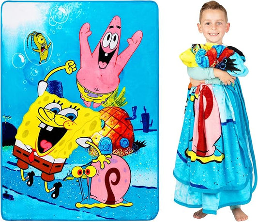 Franco Kids Bedding Super Soft Plush Micro Raschel Blanket, 62 in x 90 in, Spongebob Squarepants, Multicolour, Prints May Vary