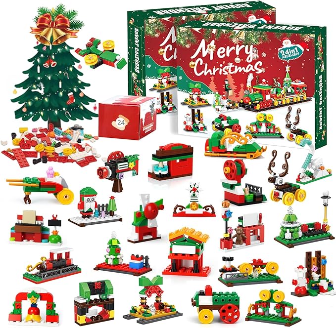 777 Pack Advent Calendar 2025 Building Block Kit-Train Set, 24-Day Countdown Toy Building Set Party Favors, Construction Toy Christmas Gift for Adults