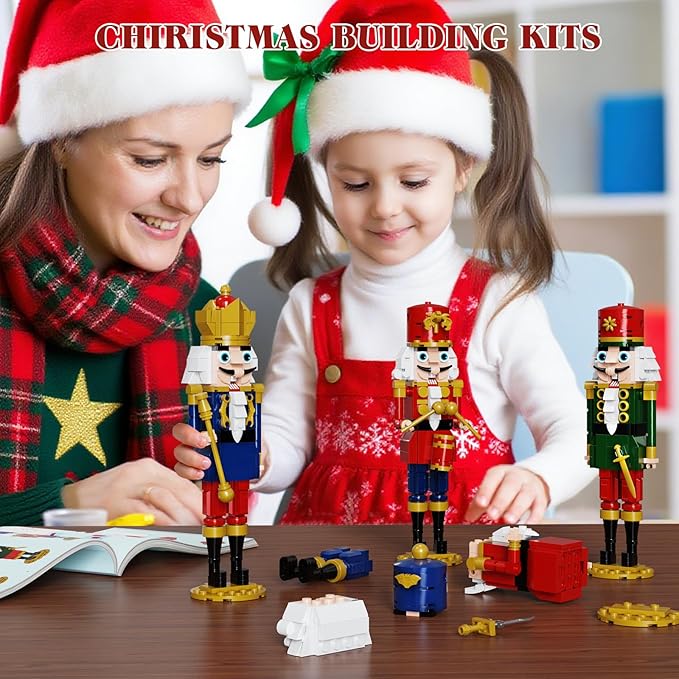 Christmas Nutcracker Building Kits, Xmas Nutcracker King and Soldier Sets, Contains Kings, Drummers, Guards, Swordsmen, Compatible for Lego, Collectible Model (943 PCS)