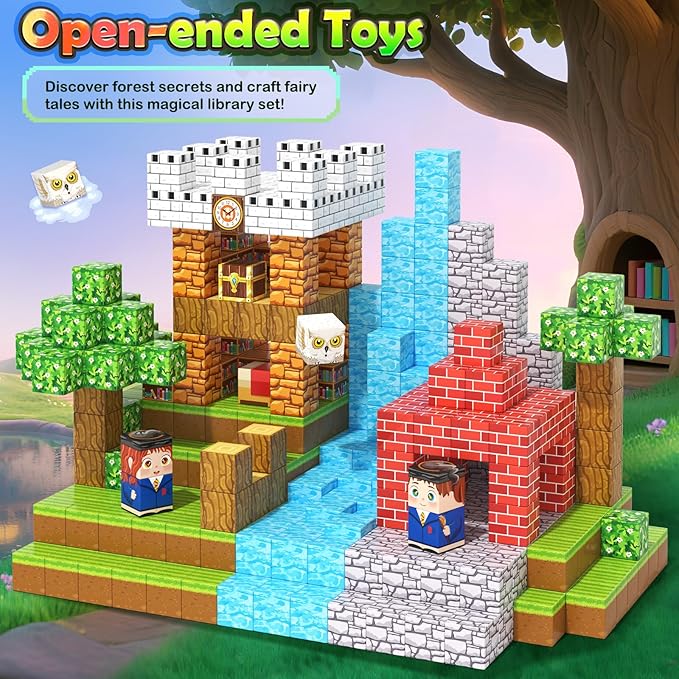 150PCS Magnetic Blocks - Magnetic Building Blocks STEM Toy, Build Mine Magnet World Craft Cubes for Kids, Magnet Blocks Montessori Sensory Toys for Toddlers, Kids Age 3-5 6-8 8-12 Boys Girls