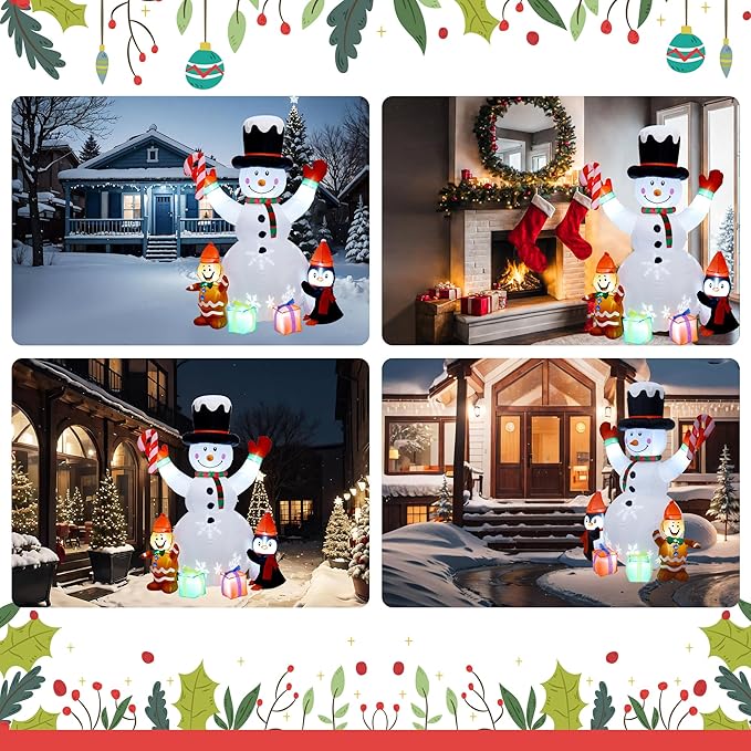 Christmas Decorations, Inflatable Snowman Christmas Yard Decoration - 6ft Built in Colorful Rotating LED Lights Blow Up Outdoor Yard Decorations for Holiday/Party/Lawn/Garden, Ultimate Unicorn