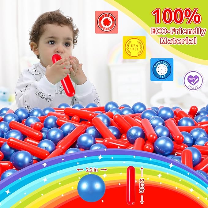 STARBOLO Ball Pit Balls for Baby and Toddler, 120pcs Phthalate Free BPA Free Crush Proof Plastic Pit Balls Play Toys for Kids Ball Pit, Pool,Play Tent,Party