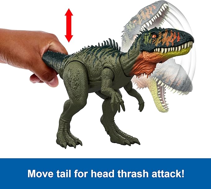 Mattel Jurassic World Rebirth Gigantic Thrashers Tyrannotitian Dinosaur Figure Toy, 2 Tail Activated Rampage Attacks, Digital Play