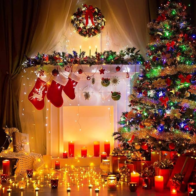 Brightown Multicolor Christmas String Lights, 100-Count 25ft Incandescent Bulb Mini Lights for Indoor Holiday Decor, Christmas Tree Garland Wedding Party Multi-Use Festival Decoration, Green Wire