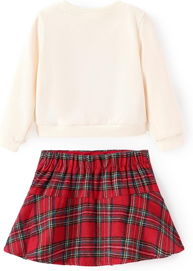 Disney Frozen Elsa Stitch Princess Moana Minnie Toddler Girl 2 Piece Outfit Kid Pearl Button Knit Top & Tweed Skirt Set 2-13Y