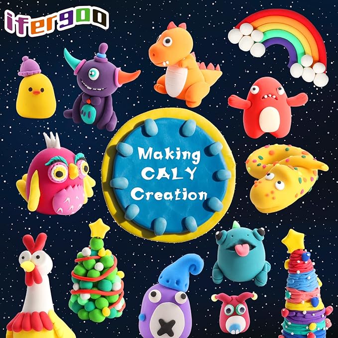 ifergoo Air Dry Clay for Kids - 102 Colors Molding Magic Clay Kit, Safe & Non-Toxic, Kids DIY Model Art & Crafts Toys with Sculpting Tools, Birthday & Christmas Gifts for Boys & Girls 3-12 Years Old