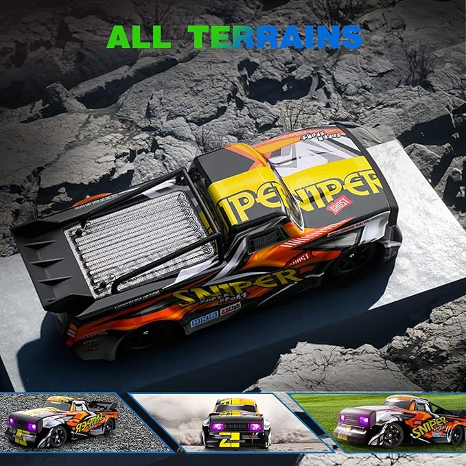 4DRC Rc Car, 2.4Ghz High Speed RC Drift Car, 4WD Drifting Racing Remote Control Monster Truck 30+ KM/H, All Terrain Off Road Truck for Adult & Kids Age 8-12 Gift