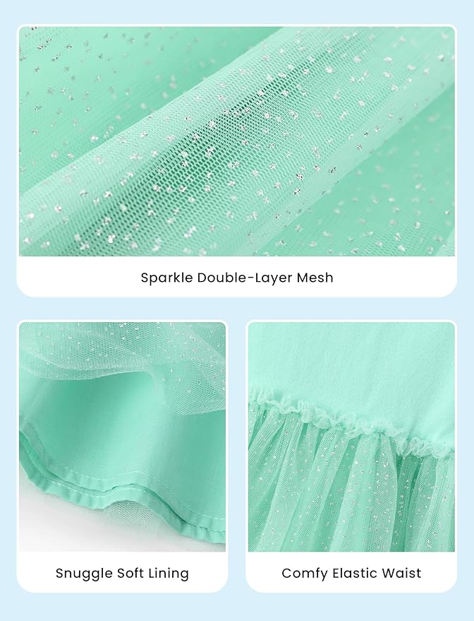 Disney Frozen Elsa Princess Cinderella Ariel Jasmine Rapunzel Baby/Toddler Dress, Ruffle Long-Sleeve Mesh Overlay Tulle Dress