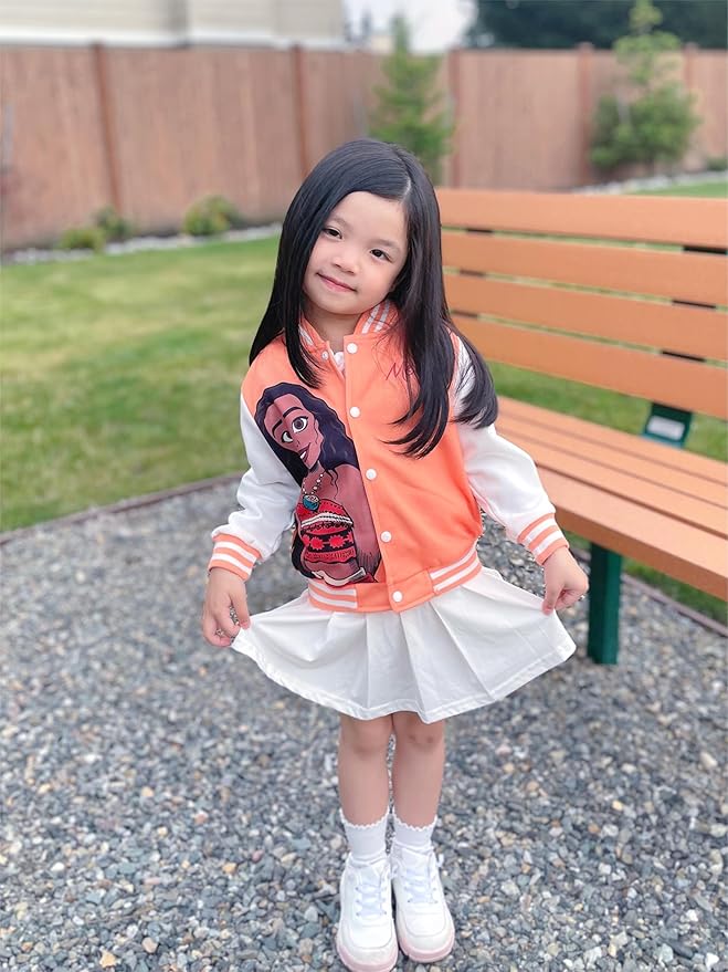 Disney Minnie Mickey Stitch Princess Frozen Elsa Marvel Jacket Lightweight Coat Button up Color Block Sweatshirt 2-14 Years