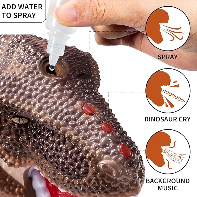 24" Large Dinosaur Toys for Kids 3-5, Big Dinosaur Tyrannosaurus rex Figure Toy with 10+ Dinosaurs Belly Storage, Gliding Wheels, Lights Sounds & Mist Spray – T-Rex that eats Toy for Boys Gift