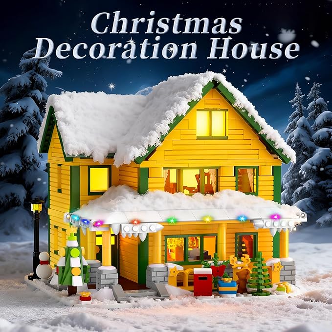 Christmas House Building Set with LED Light, Story Movie Snow Village House Building Kit Compatible with Lego, Christmas Prefect Gift for Movie Fans, Boys, Girls, Adults, Friends (1146 Pcs)
