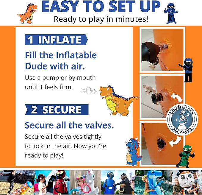 INFLATABLE DUDES Dinosaur -Kids Punching Bag | Already Filled with Sand| Bop Bag | Premium Inflatable Toy | Punching Bag for Kids | Enhanced Bounce-Back Action! | Indoor Outdoor - Party Games