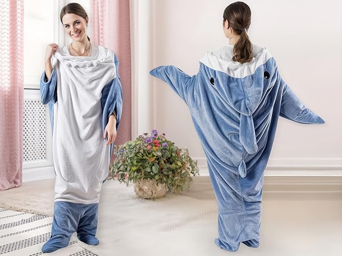 Shark Blanket Adult & Kid, Shark Onesie Kid, Shark Hoodie Pajamas, Shark Costume Kids Halloween Gifts