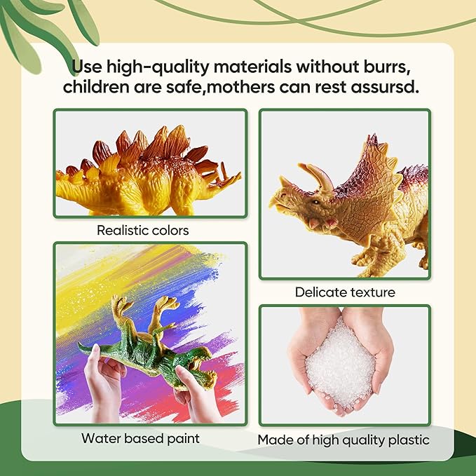 46PCS Dinosaur Toys,Realistic Jurassic Dinosaurs Figures Playset for Kids 3-5 Years, with Eggs&Trees&Fence mini Dinosaur Figures,Great Gifts for Girls and Boy Toddler Toy Animals Age-5-7.