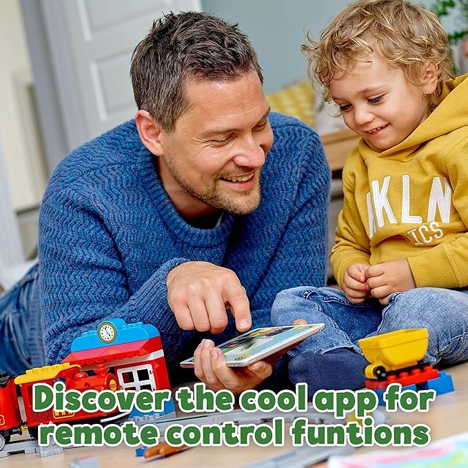 LEGO DUPLO Town Steam Train Set - Battery Powered Remote Control Train Toys for Toddlers - Learning Toy for Boys, Girls, and Kids 2-5 - Gifts for Birthdays & Holidays - 10874