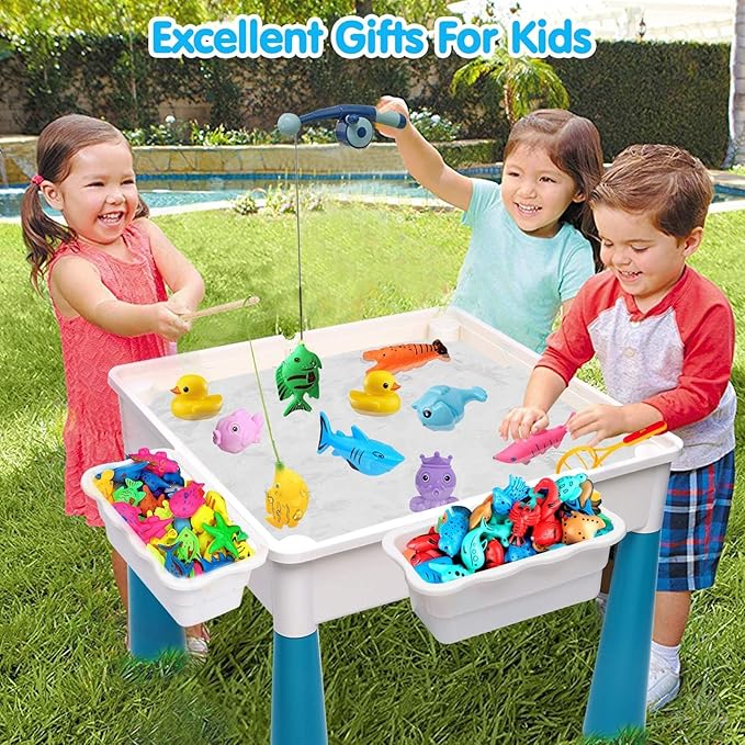 Kids Activity Table Toddlers Kids Table and Chair Set with 152Pcs Large Marble Run Building Blocks All in One Kids Play Water Tables Sand Tables, STEM Toys for Boys Girls 3 4 5 6 Year Old