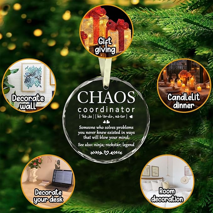 BSQUIELE Chaos Coordinator Ornament - Gifts for Coworker - Thank You Gifts for Women, Boss, Coworker, Teacher, Mom, Office Appreciation Gift - Christmas Decorations - Ceramic Ornament