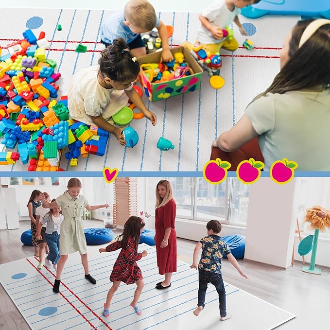 5 x 7.6 ft Large Classroom Rug Elementary Educational Area Rug Kids Room Children Classroom Carpet Playroom Learning Square Line Book Design School Decor Seating Carpet