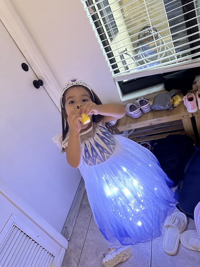 Girls Light Up Pricness Costume Kids Led Halloween Party Dress