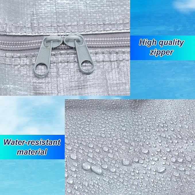 Windyun 4 Pack 98 Gallon Extra Large Storage Bags XXL Moving Bags with Zipper Handles Heavy Duty Jumbo Big Totes Box for Halloween Skeleton 4-12 Feet Christmas Tree Storage College Dorm Cloth (Silver)