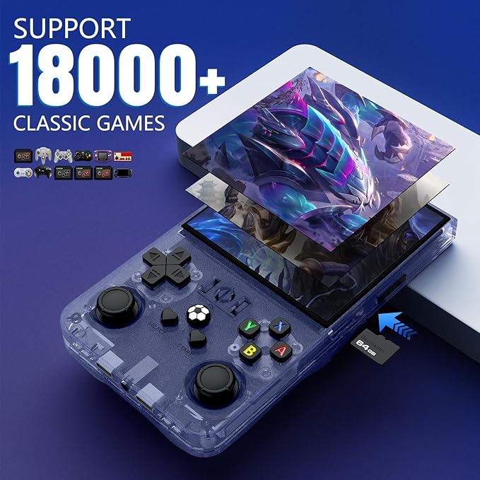 2025 New R36MAX Retro Handheld Game Console, 4.0 Inch IPS Screen Retro Gaming Console, 18000+ Classic Games, Linux System, 4000mAh Battery Portable Pocket Mini Arcade, Built-in 64G, Gray