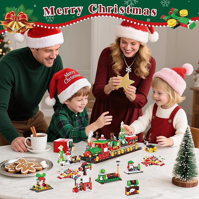 777 Pack Advent Calendar 2025 Building Block Kit-Train Set, 24-Day Countdown Toy Building Set Party Favors, Construction Toy Christmas Gift for Adults