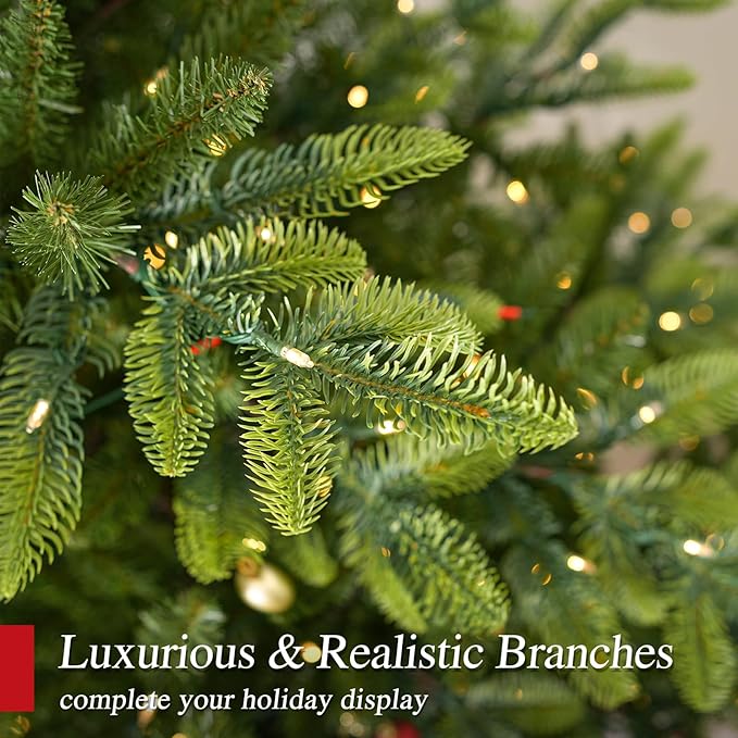 Hykolity 6 ft Pre-lit Artificial Christmas Tree with Remote Control, 350 Color Changing RGB Lights, 15-Mode Artificial Hinged Christmas Tree with 1420 PE&PVC Branch Tips for Home, Decoration