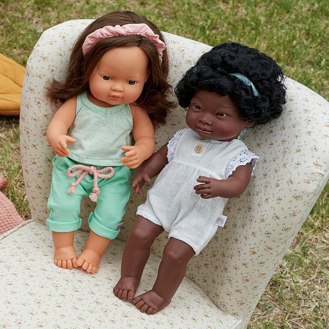 Miniland Doll 15'' Caucasian Brunette Girl (Polybag) - Made in Spain, Anatomically Correct, Quality, Inclusion