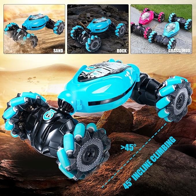 1:14 Large Remote Control Car for Boys - Hand Controlled All Terrain Monster Truck with 360° Flips, Lights and Music for Ages 4-12