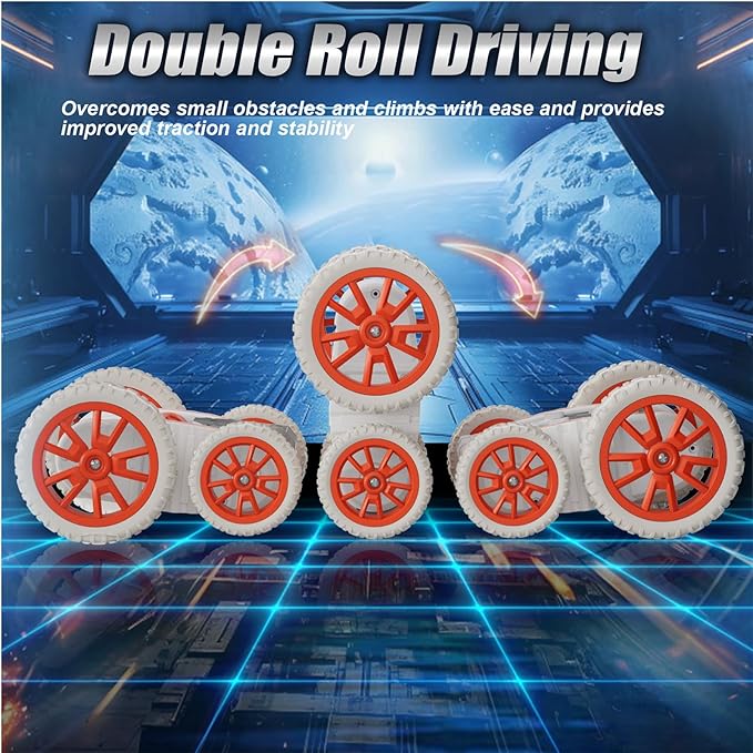 360Rotating 4WD RC Stunt Car with Cool Lights, RC Drift Car for Kids Toys for Boys Girls Age 4-13 (White)