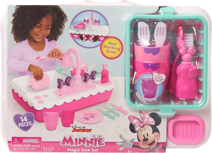 Minnie's Happy Helpers Magic Sink Set, Pretend Play Working Sink, Kids Toys for Ages 3 Up by Just Play