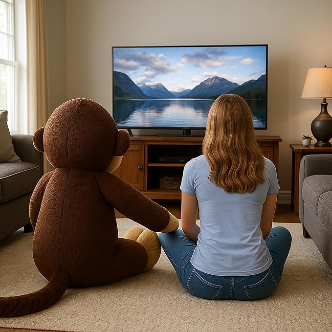 Big Plush Giant Stuffed Monkey - Large 4-Foot Extra-Soft Jumbo Plush Animal - 48 Inches / 122 Centimeters - Huge-Sized Gigantic Animals - Oversized Monkeys - Hug This Full-Size Pet Ape