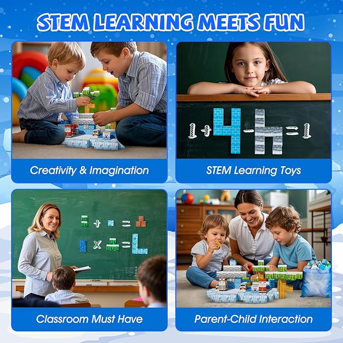 Magnetic Blocks-130pcs Mine Magnet 3D Craft World Set,Magnetic Blocks Le Building go Toys for Kids,STEM Sensory Toys for Toddlers Birthday Gifts,Constructions Toys for Boys & Girls Age 3+