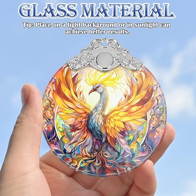 Phoenix Stained Glass Ornament - Christmas Tree Decor, Spreading Wings